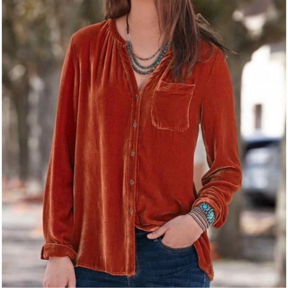 Sundance Rust Velvet Button-Down Shirt
